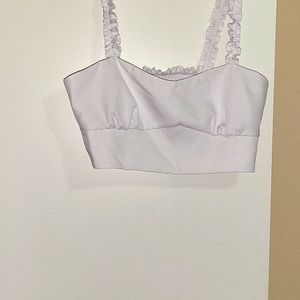 Two-piece  cropped top with high waisted flare leg pants